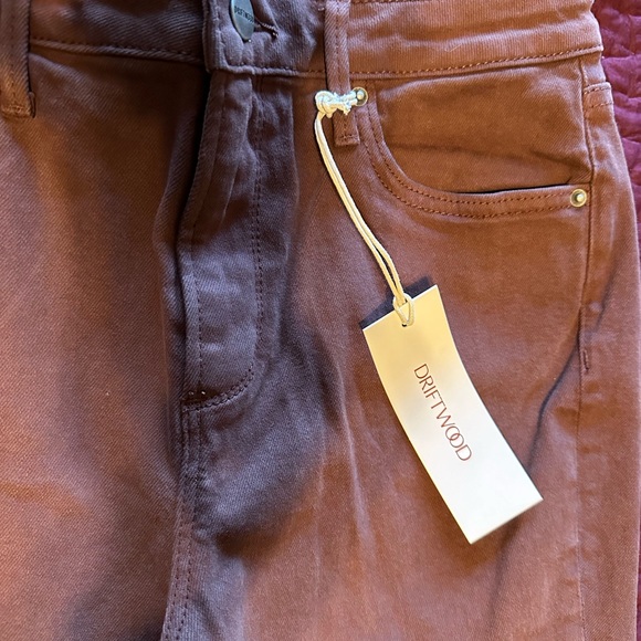 NWT Driftwood Free People Jackie Embroidered Brown Denim Pants - Picture 11 of 15